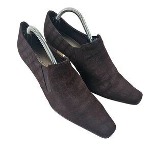 Liz Claiborne Womens Pointed Toe Brown Fabric Heels 8.5M Slip On Dressy